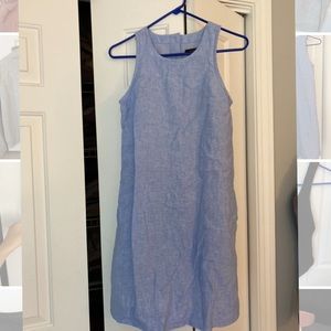 Jcrew blue linen shift dress size xs petite